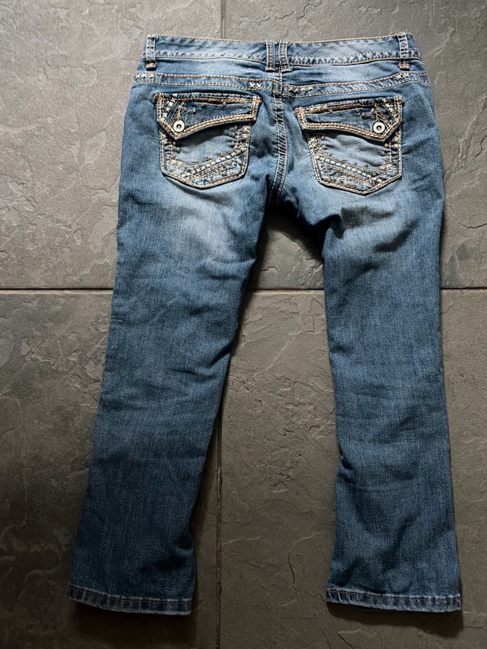 Maurices Medium Blue Cropped Distressed Stretch Jeans - Picture 7 of 8